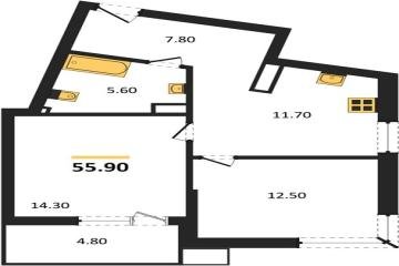 Фото №1: 2-комнатная квартира 55 м² - Краснодар, мкр. Парк Победы, 