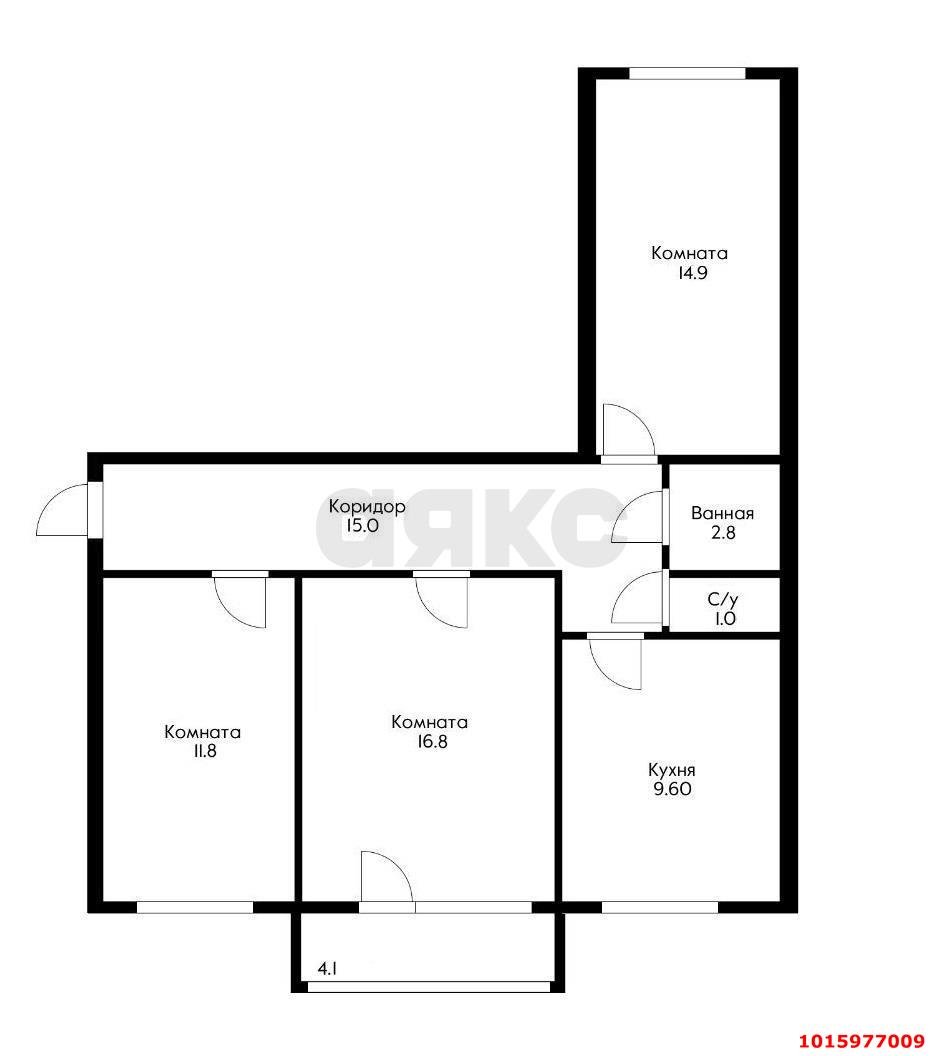 Фото №9: 3-комнатная квартира 76 м² - Краснодар, Западный внутригородской округ, Кожзавод, мкр. Военный городок № 1, ул. имени Калинина, 350/11
