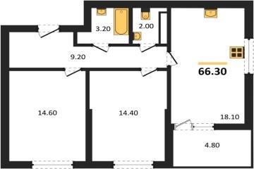 Фото №1: 2-комнатная квартира 66 м² - Краснодар, мкр. Прикубанский внутригородской округ, 