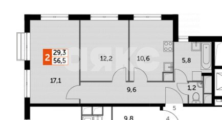 Фото №11: 2-комнатная квартира 56 м² - Развилка, мкр. жилой комплекс Римский, пр-д Римский, 13