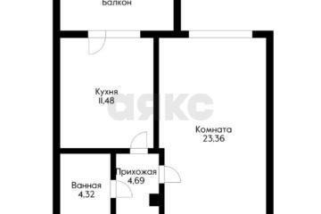 Фото №2: 1-комнатная квартира 47 м² - Краснодар, мкр. Западный внутригородской округ, пр-кт Чекистов, 42
