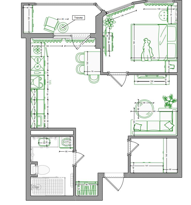 Фото №5: 1-комнатная квартира 45 м² - Краснодар, ЖК Альфа, ЖК Кино, Карасунский внутригородской округ, Хлопчато-бумажный Комбинат, мкр. жилой комплекс Кино, ул. Уральская, 100