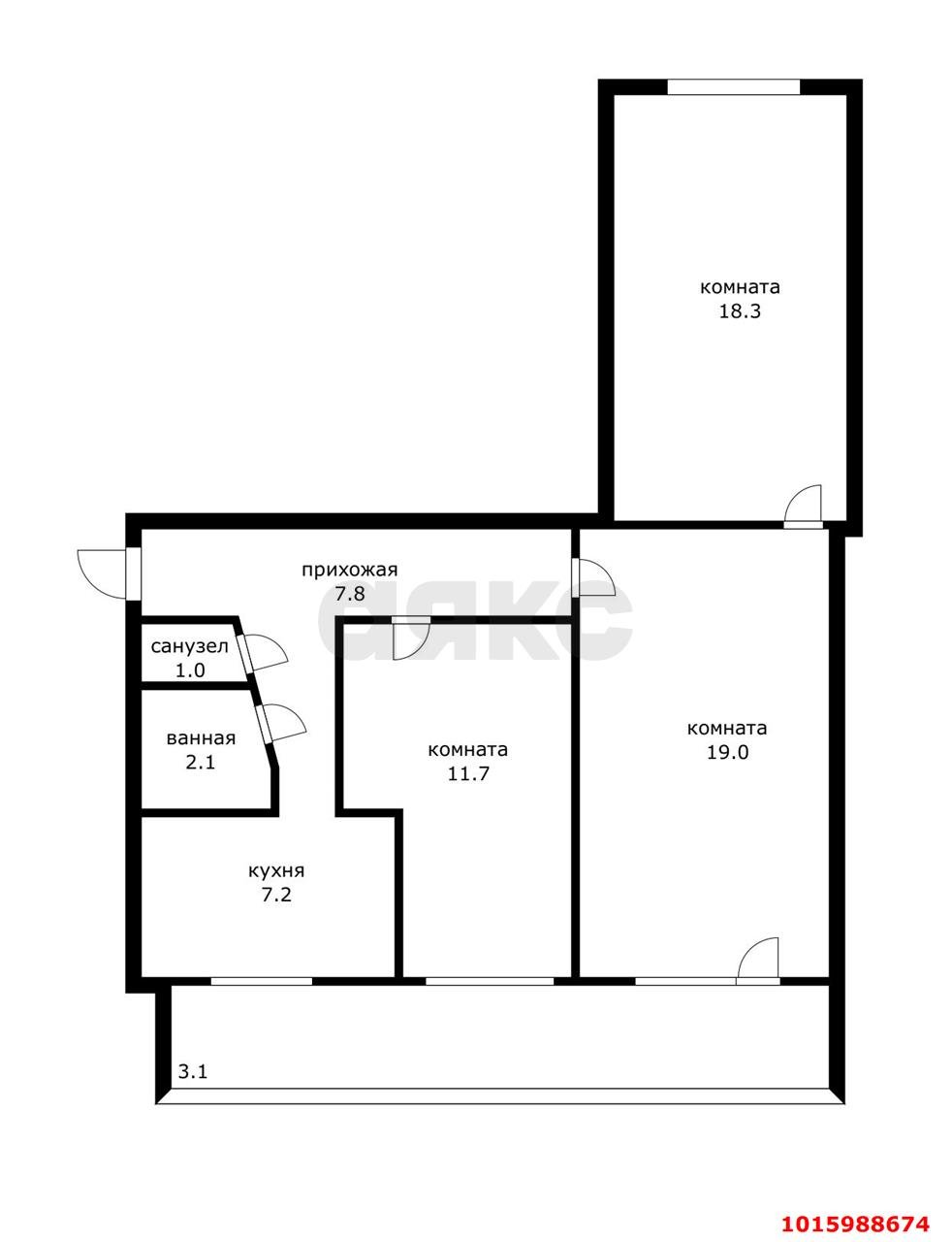 Фото №2: 3-комнатная квартира 70 м² - Краснодар, Западный внутригородской округ, мкр. Фестивальный, ул. Рашпилевская, 327