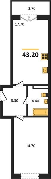 Фото №1: 1-комнатная квартира 43 м² - Берёзовый, жилой комплекс Нова Вита, Прогресс, жилой комплекс Прогресс, мкр. Прикубанский внутригородской округ, ул. имени А.Н. Лодыгина, 6к2/1
