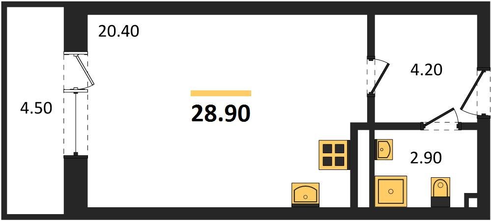 Фото №1: Студия 28 м² - Берёзовый, жилой комплекс Нова Вита, Прогресс, жилой комплекс Прогресс, мкр. Прикубанский внутригородской округ, ул. имени А.Н. Лодыгина, 6к2/1