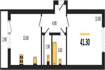Фото №1: 1-комнатная квартира 41 м² - Берёзовый, мкр. Прикубанский внутригородской округ, ул. имени А.Н. Лодыгина, 6к2/1