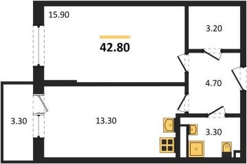 Фото №1: 1-комнатная квартира 42 м² - Берёзовый, мкр. Прикубанский внутригородской округ, ул. имени А.Н. Лодыгина, 6к2/1