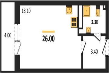 Фото №1: Студия 26 м² - Берёзовый, мкр. жилой комплекс Нова Вита, ул. имени А.Н. Лодыгина, 6к2/1