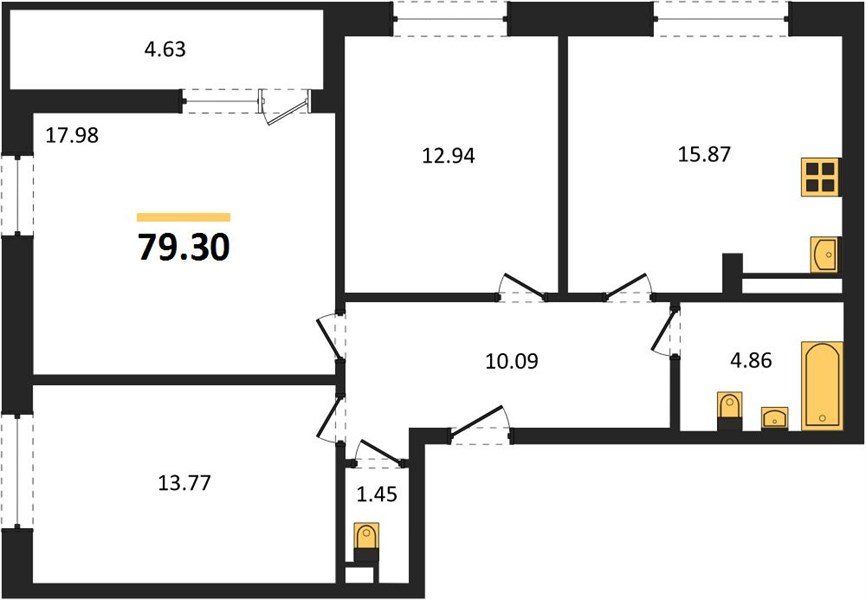 Фото №1: 3-комнатная квартира 79 м² - Краснодар, Прикубанский внутригородской округ, мкр. жилой комплекс Архитектор