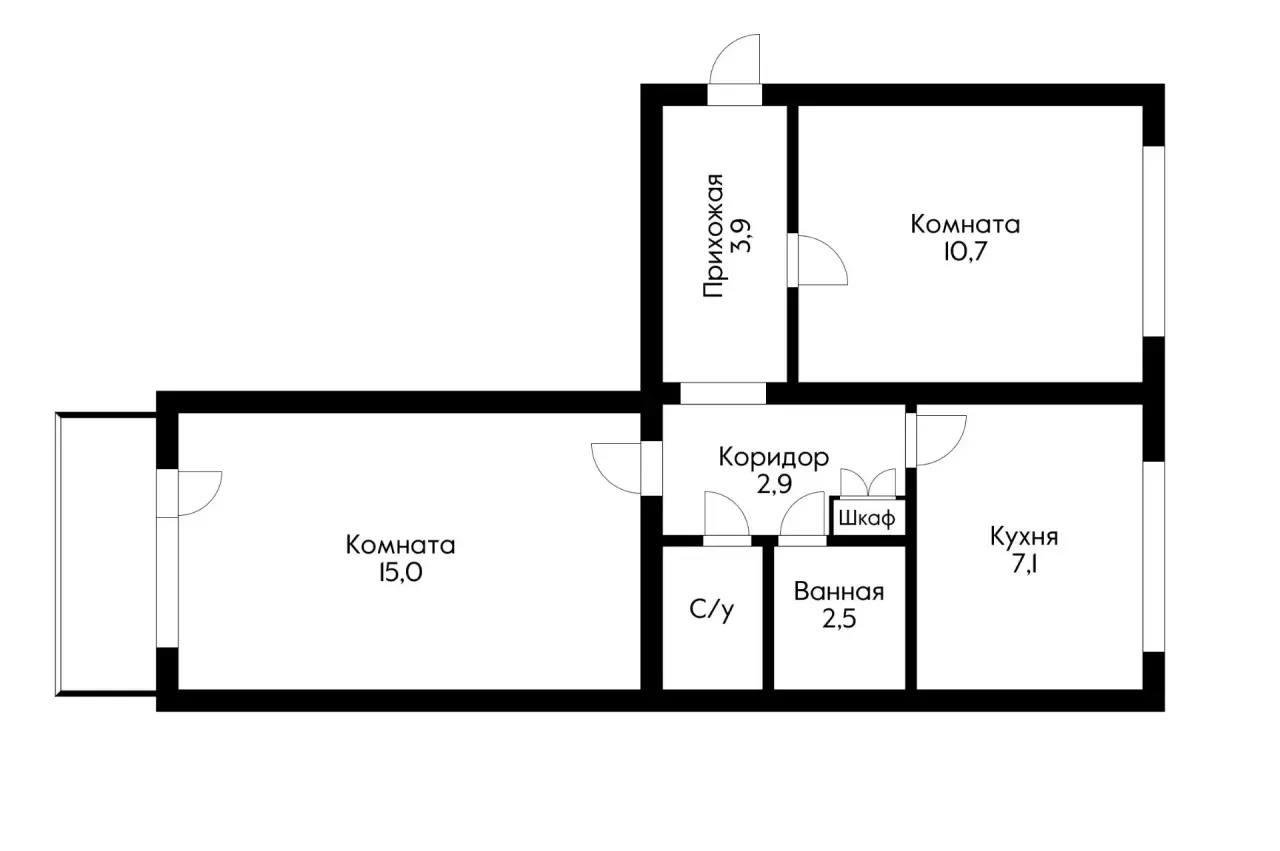 Фото №12: 2-комнатная квартира 43 м² - Краснодар, Карасунский внутригородской округ, Центральный внутригородской округ, мкр. Черёмушки, ул. Селезнёва, 80