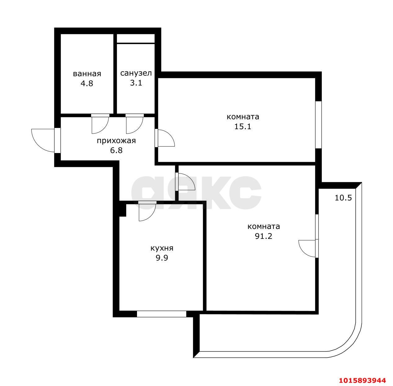 Фото №11: 2-комнатная квартира 69 м² - Краснодар, Прикубанский внутригородской округ, Восточно-Кругликовский, мкр. ЖК Возрождение, ул. имени 40-летия Победы, 113