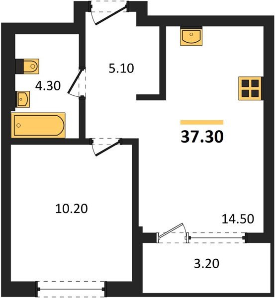 Фото №1: 1-комнатная квартира 37 м² - Краснодар, Прикубанский внутригородской округ, квартал Самолёт, мкр. жилой комплекс Самолёт-7
