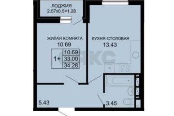 Фото №1: 1-комнатная квартира <span class="whitespace-nowrap">33 м²</span>, <span class="whitespace-nowrap">5/9 эт.</span> - Краснодар, мкр. жилой комплекс Новые Сезоны, ул. Скандинавская, 1к9