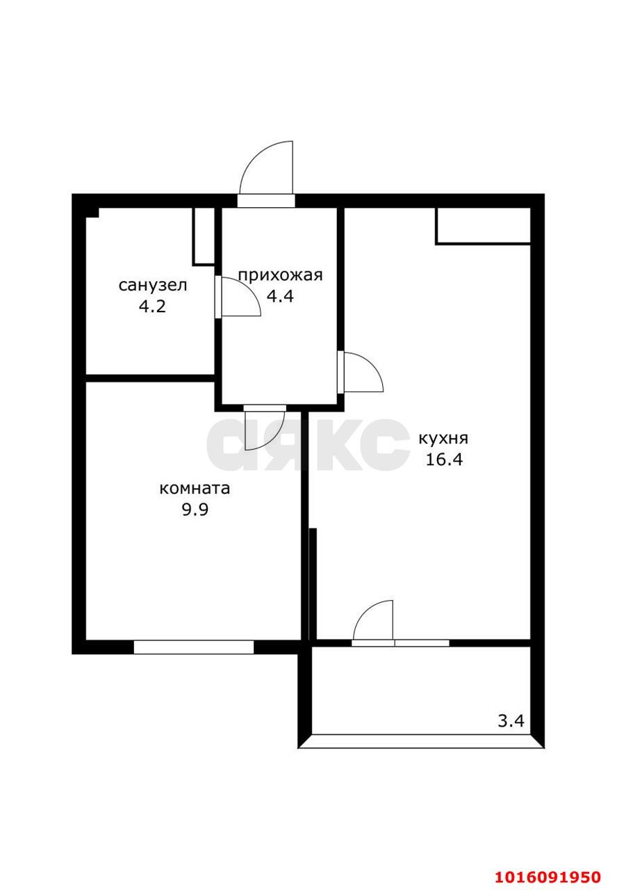 Фото №13: 1-комнатная квартира 38 м² - Краснодар, Прикубанский внутригородской округ, мкр. жилой комплекс Ракурс, ул. имени Героя Ростовского, 8к1