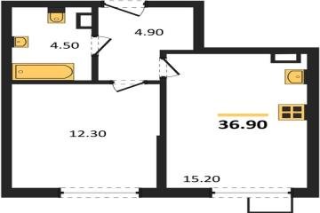 Фото №1: 1-комнатная квартира 36 м² - Краснодар, мкр. Парк Победы, 
