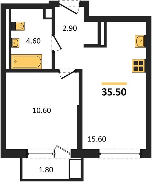 Фото №1: 1-комнатная квартира 35 м² - Краснодар, мкр. Прикубанский внутригородской округ