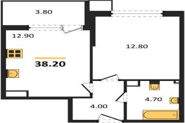 Фото №1: 1-комнатная квартира 38 м² - Краснодар, мкр. Парк Победы, 