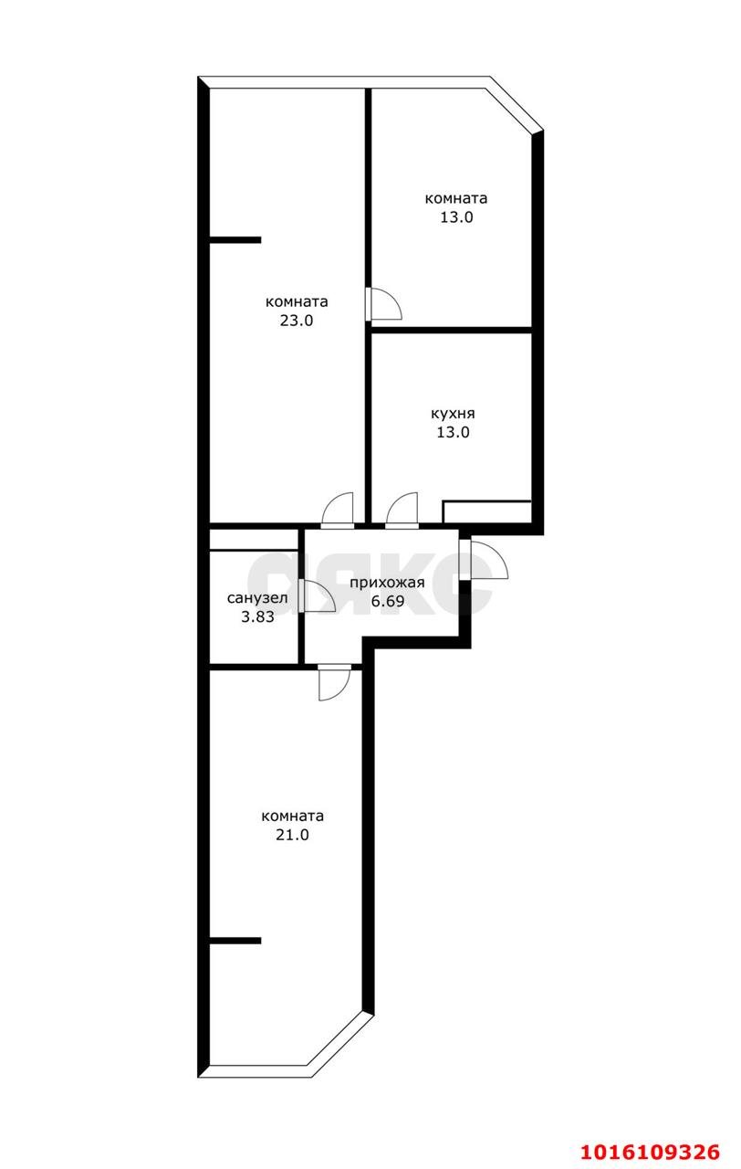 Фото №13: 3-комнатная квартира 59 м² - Краснодар, Прикубанский внутригородской округ, мкр. Любимово, 2
