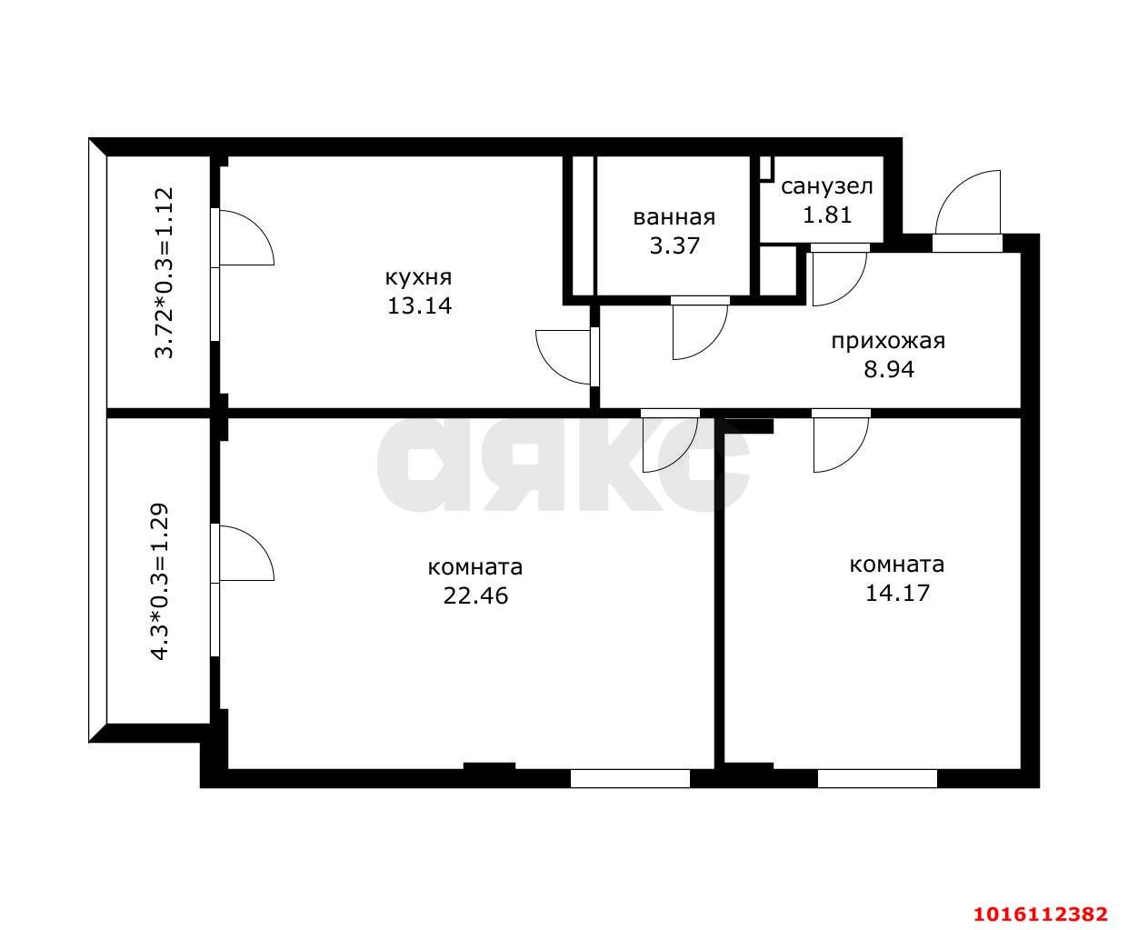 Фото №13: 2-комнатная квартира 70 м² - Краснодар, Прикубанский внутригородской округ, Солнечный, мкр. Фестивальный, ул. Яна Полуяна, 39