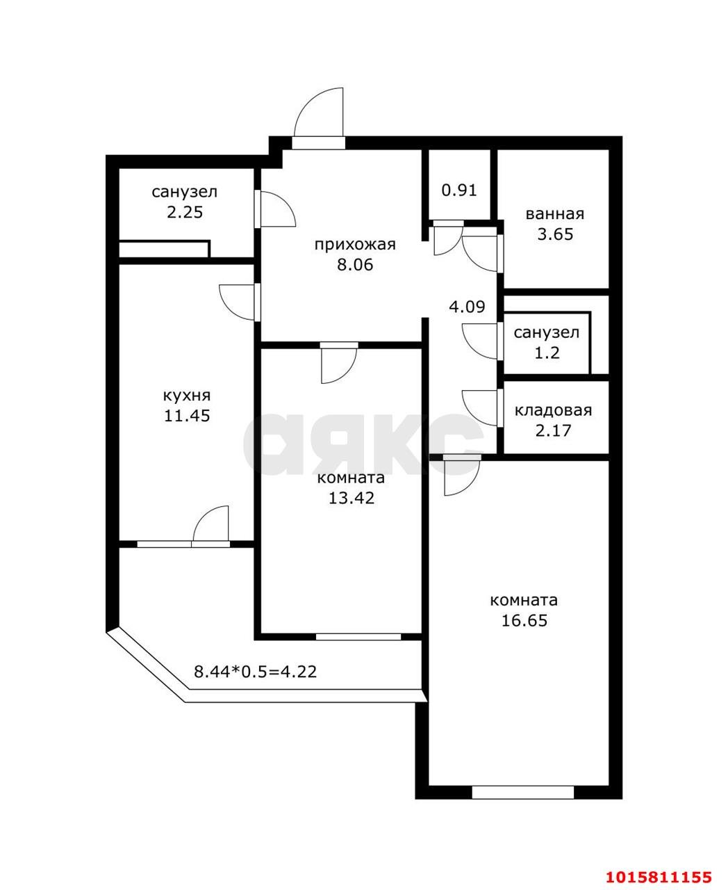 Фото №4: 2-комнатная квартира 65 м² - Краснодар, Прикубанский внутригородской округ, мкр. жилой комплекс Дуэт, ул. Душистая, 77