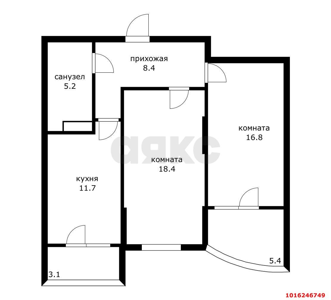 Фото №5: 2-комнатная квартира 69 м² - Краснодар, Прикубанский внутригородской округ, Россинского, мкр. жилой комплекс Инсити, ул. Командорская, 5/3