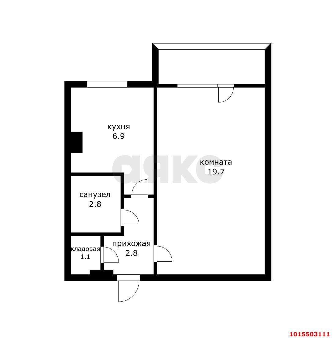 Фото №5: 1-комнатная квартира 34 м² - Краснодар, Карасунский внутригородской округ, мкр. Черёмушки, ул. Селезнёва, 210