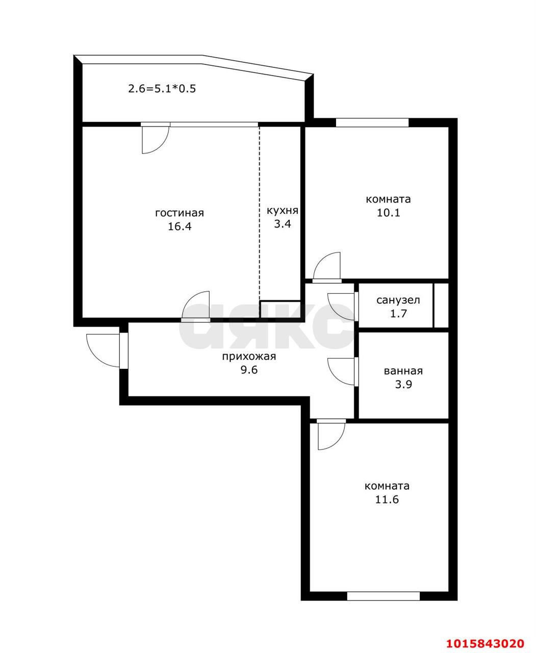 Фото №14: 2-комнатная квартира 61 м² - Краснодар, Прикубанский внутригородской округ, мкр. жилой комплекс Спортивная Деревня, ул. имени Генерала Корнилова, 16