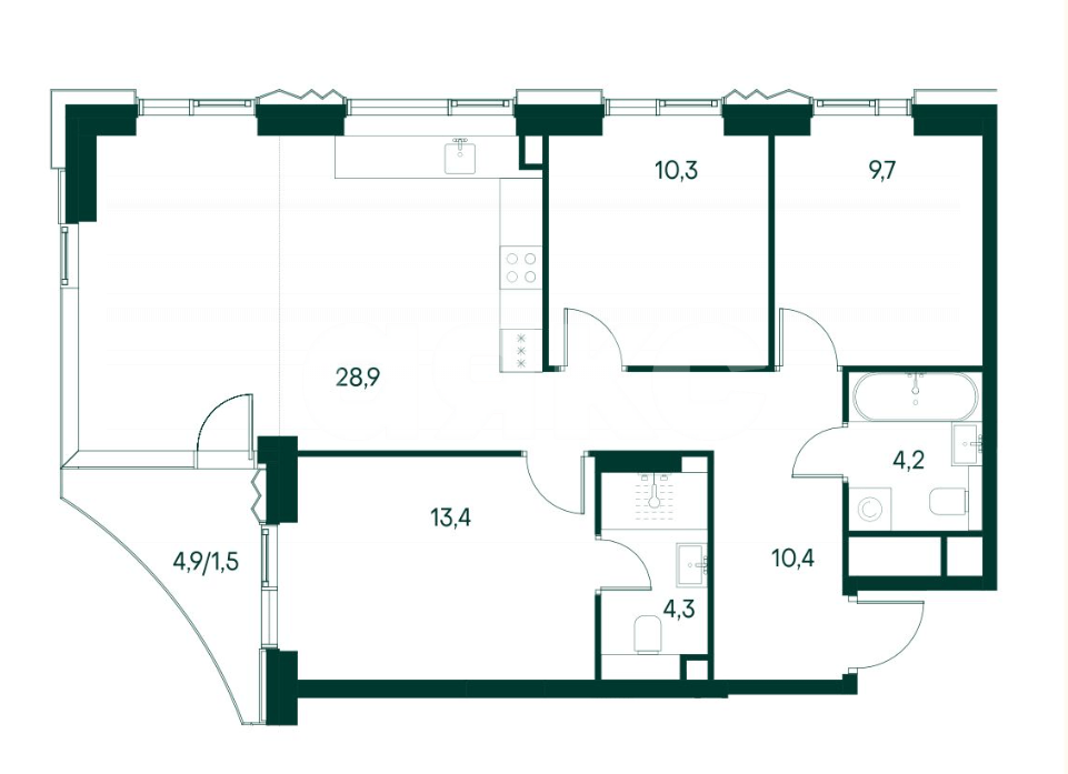 Фото №48: 3-комнатная квартира 82 м² - Москва, Покровское-Стрешнево, мкр. квартал Вивальди, ул. Покровская набережная, 16