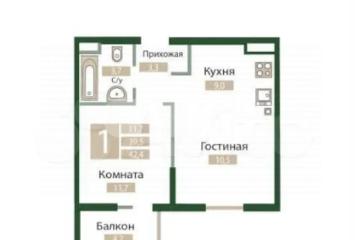 Фото №2: 1-комнатная квартира 42 м² - Молодёжное, мкр. жилой комплекс Солнечный Парк, ул. Парковая, уч4