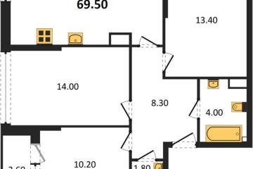 Фото №1: 3-комнатная квартира 69 м² - Краснодар, мкр. Догма Парк, 