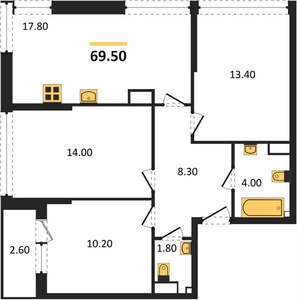 Фото №1: 3-комнатная квартира 69 м² - Краснодар, Прикубанский внутригородской округ, мкр. Догма Парк