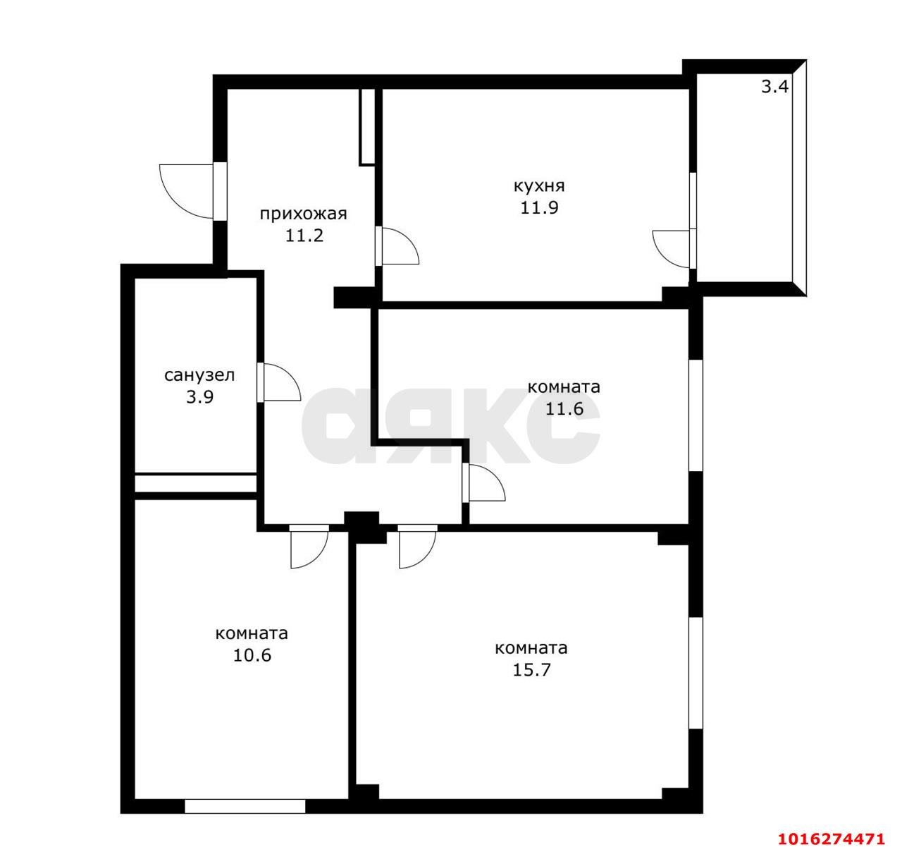 Фото №8: 3-комнатная квартира 68 м² - Афипский, ул. 50 лет Октября, 104/1