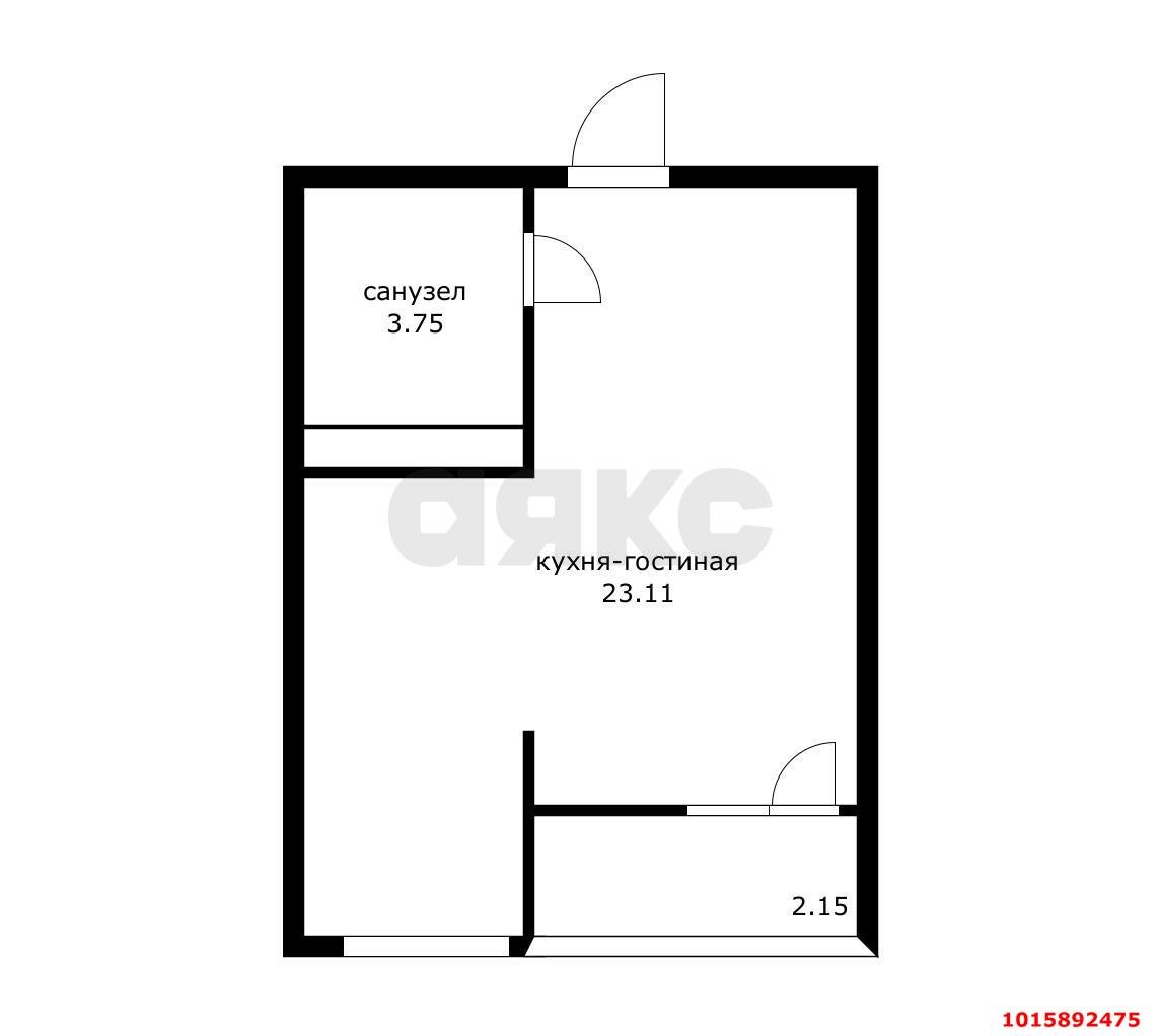 Фото №8: Студия 30 м² - Краснодар, Черёмушки, Центральный внутригородской округ, жилой комплекс Рекорд, мкр. Карасунский внутригородской округ, ул. Новороссийская, 90/2к2