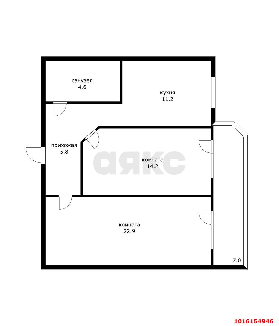 Фото №2: 2-комнатная квартира 58 м² - Краснодар, Прикубанский внутригородской округ, мкр. Музыкальный, ул. Российская, 267/6А