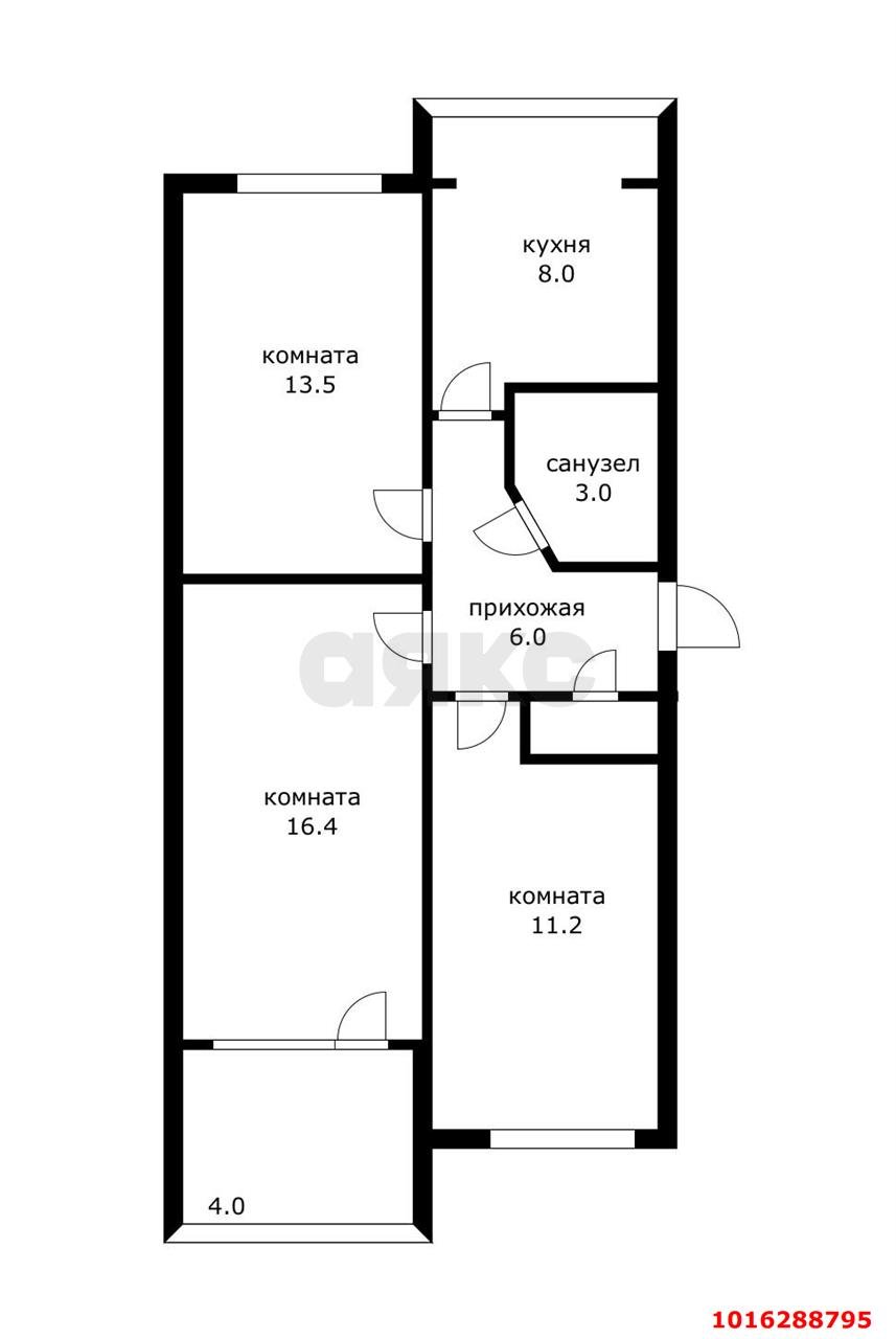 Фото №20: 3-комнатная квартира 56 м² - Краснодар, мкр. Центральный внутригородской округ, ул. имени П.М. Гаврилова, 113