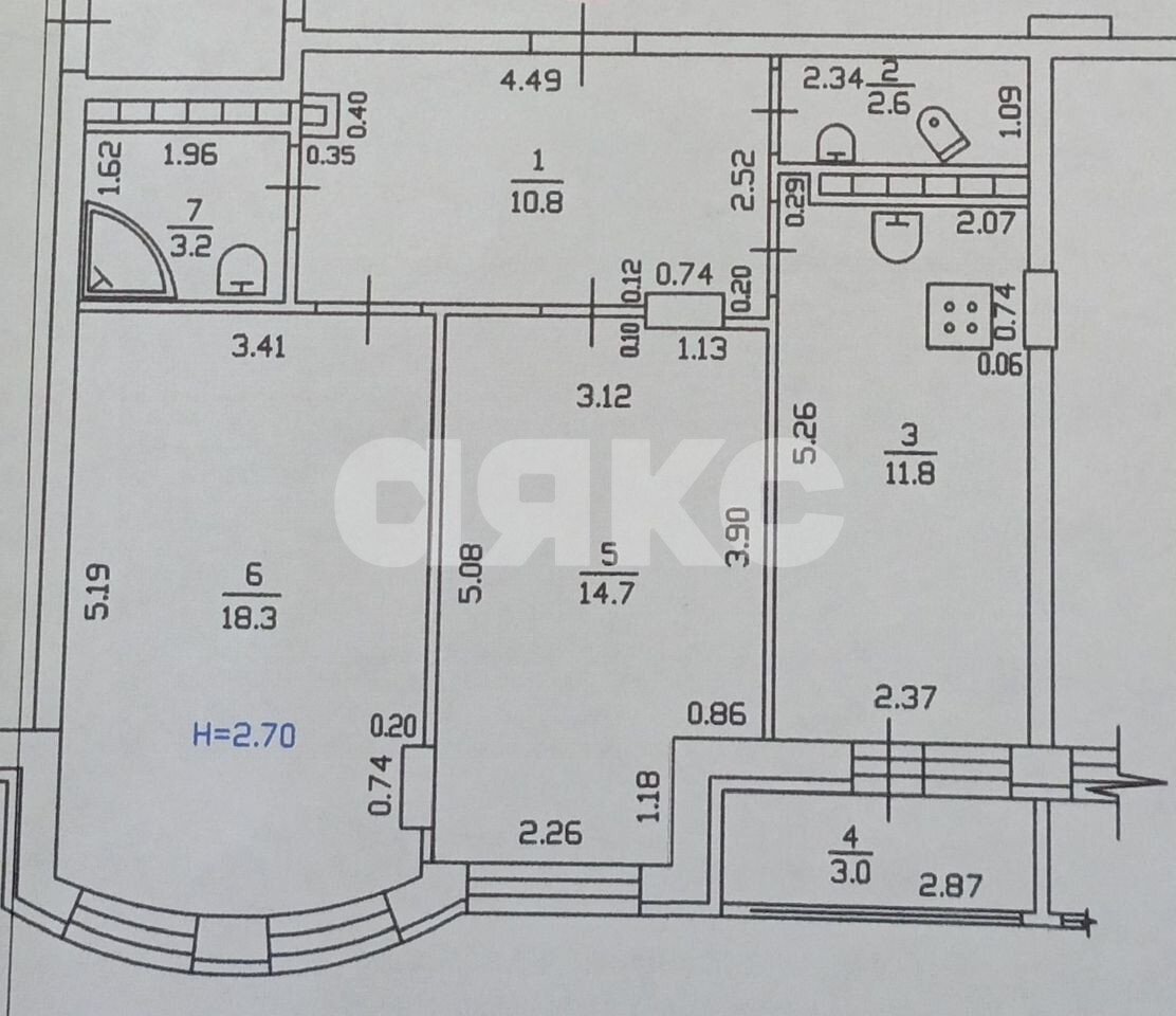 Фото №16: 2-комнатная квартира 62 м² - Горячий Ключ, Администрация, мкр. жилой комплекс Аристократ, ул. Бабушкина, 36