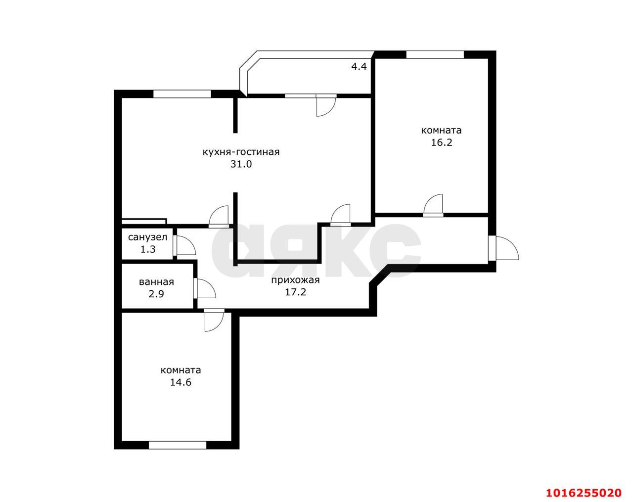 Фото №3: 2-комнатная квартира 92 м² - Яблоновский, мкр. квартал Кобцевой-1, ул. Кобцевой, 1к6