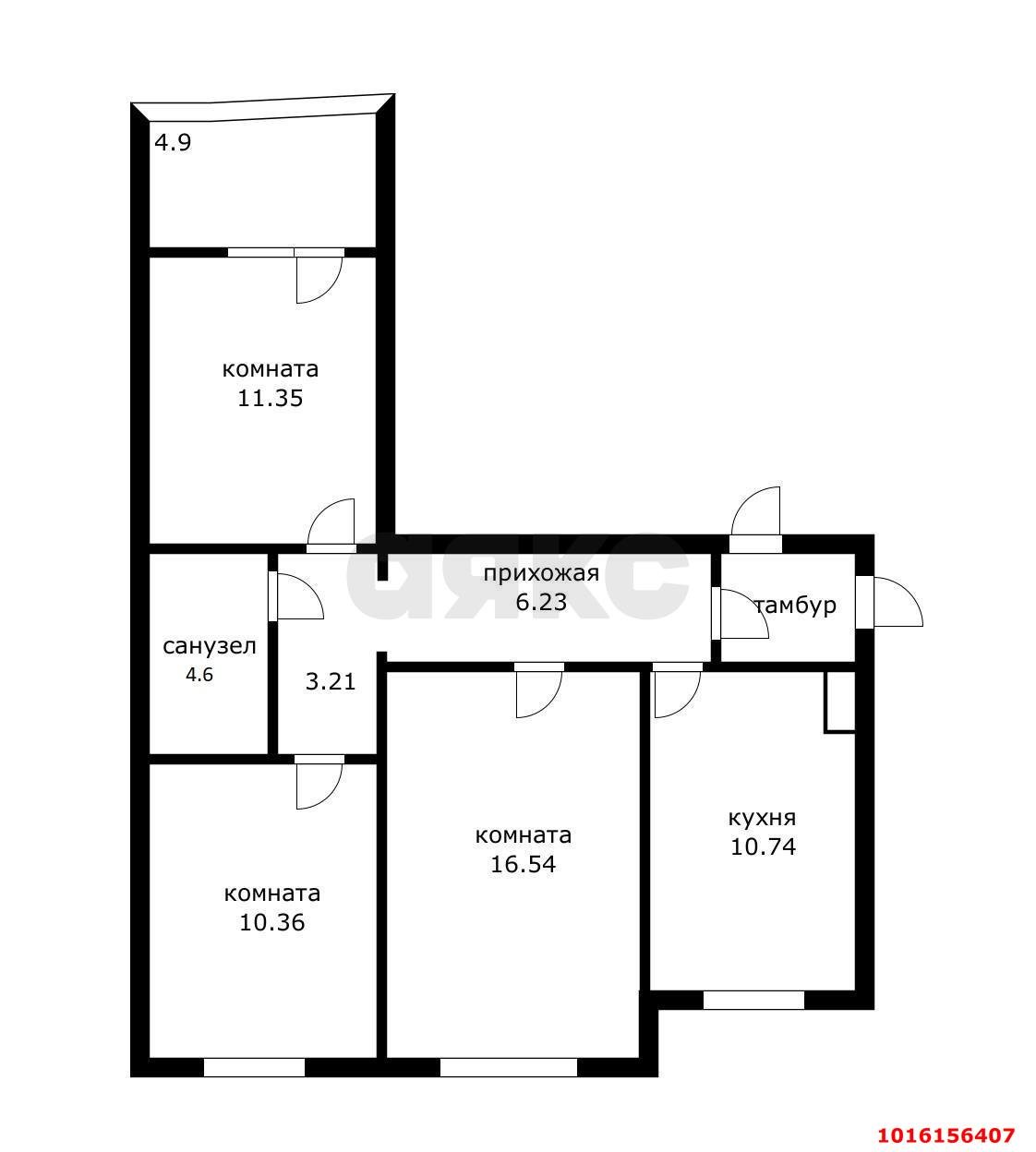 Фото №4: 3-комнатная квартира 66 м² - Краснодар, Прикубанский внутригородской округ, Круглик, мкр. Школьный, ул. Школьная, 15/5