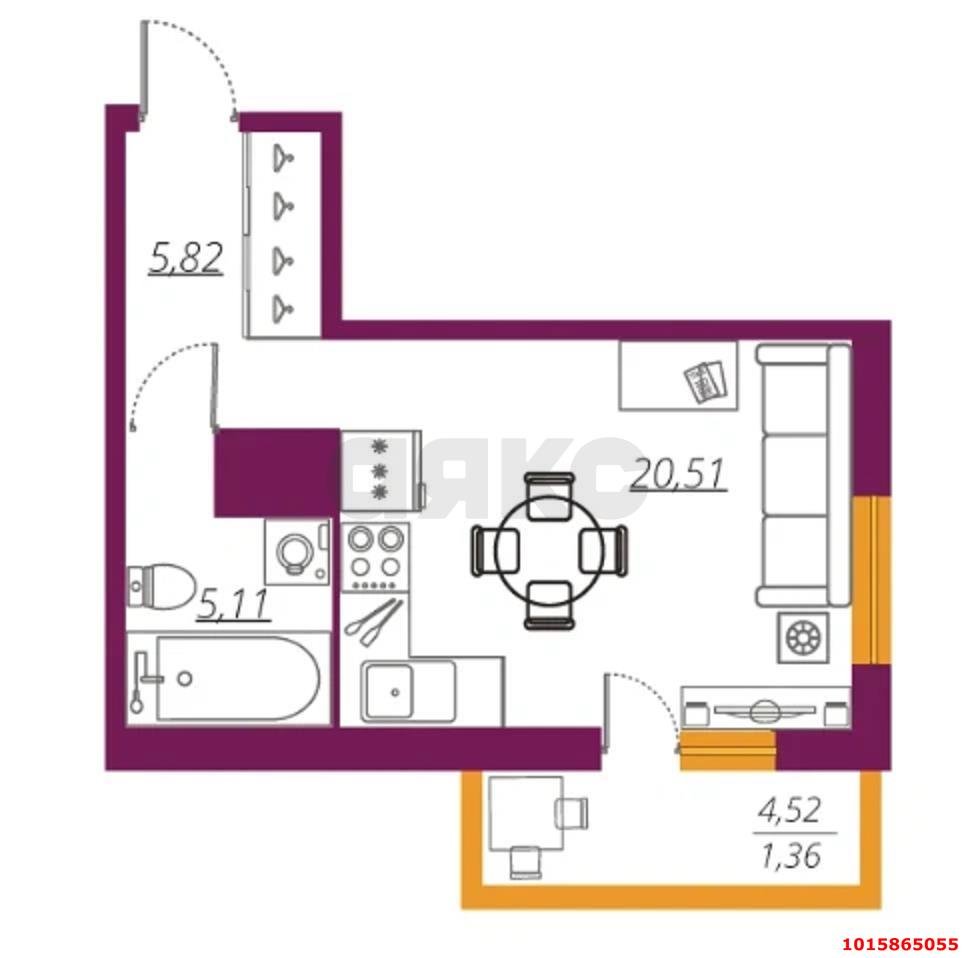 Фото №5: Студия 30 м² - Краснодар, Западный внутригородской округ, мкр. Фестивальный, ул. Монтажников, 1