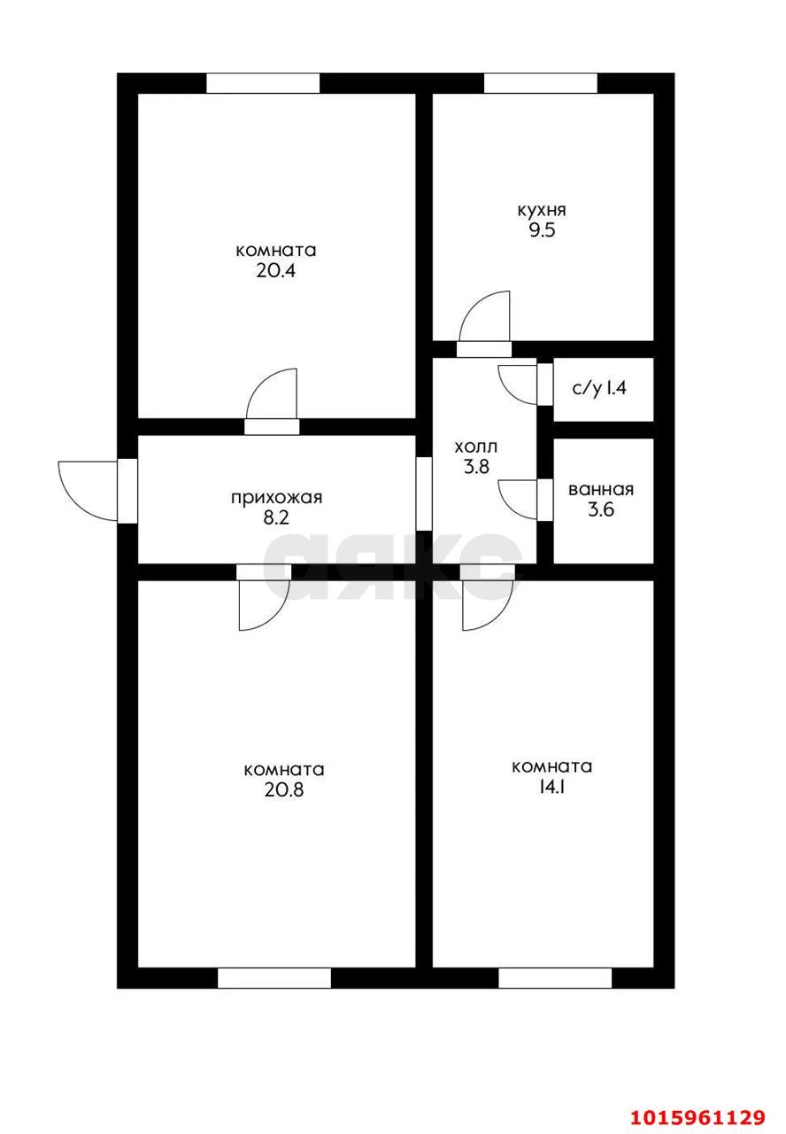 Фото №12: 3-комнатная квартира 81 м² - Краснодар, Западный внутригородской округ, Горгаз, мкр. Центральный, ул. Захарова, 43