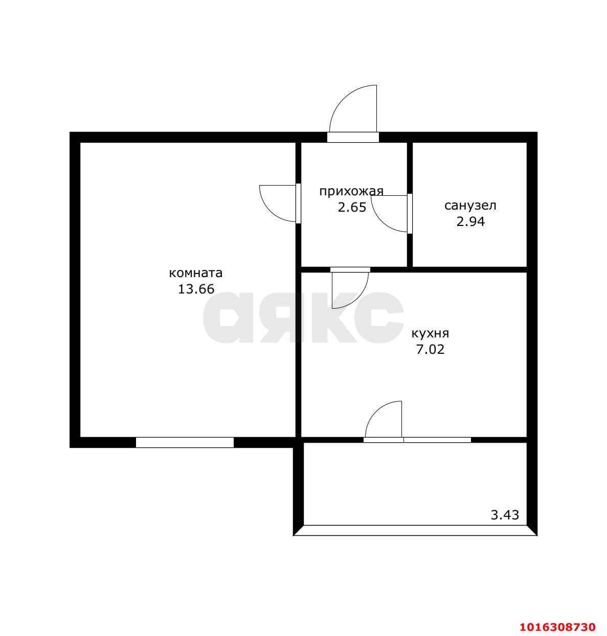Фото №12: 1-комнатная квартира 29 м² - Новая Адыгея, мкр. жилой комплекс Новая Адыгея, ул. Бжегокайская, 90/1к4