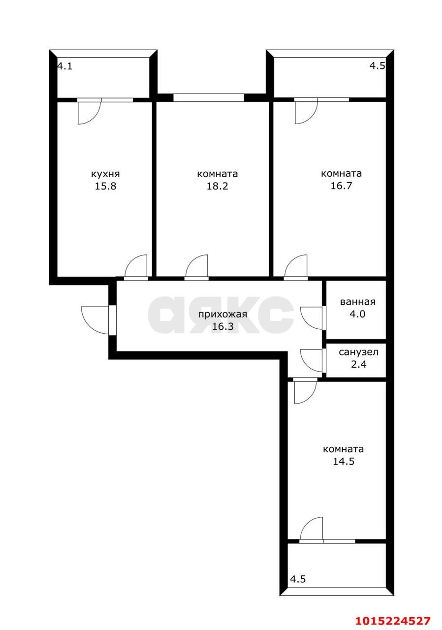 Фото №17: 3-комнатная квартира 100 м² - Краснодар, жилой комплекс Достоевский, Прикубанский внутригородской округ, мкр. 40 лет Победы, ул. Достоевского, 84