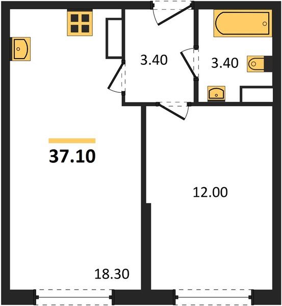 Фото №1: 1-комнатная квартира 37 м² - Краснодар, жилой комплекс Самолёт-6, мкр. Прикубанский внутригородской округ