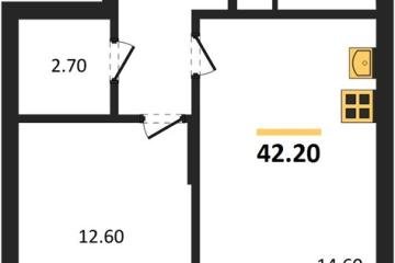 Фото №1: 1-комнатная квартира 42 м² - Берёзовый, мкр. жилой комплекс Нова Вита, ул. имени А.Н. Лодыгина, 6лит8