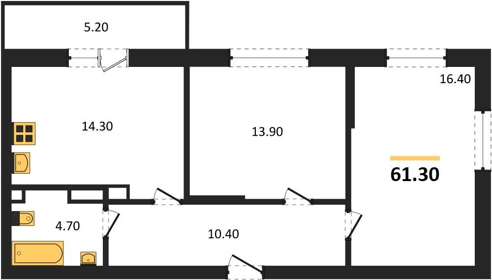 Фото №1: 2-комнатная квартира 61 м² - Берёзовый, Прикубанский внутригородской округ, Прогресс, жилой комплекс Прогресс, мкр. жилой комплекс Нова Вита, ул. имени А.Н. Лодыгина, 6лит8
