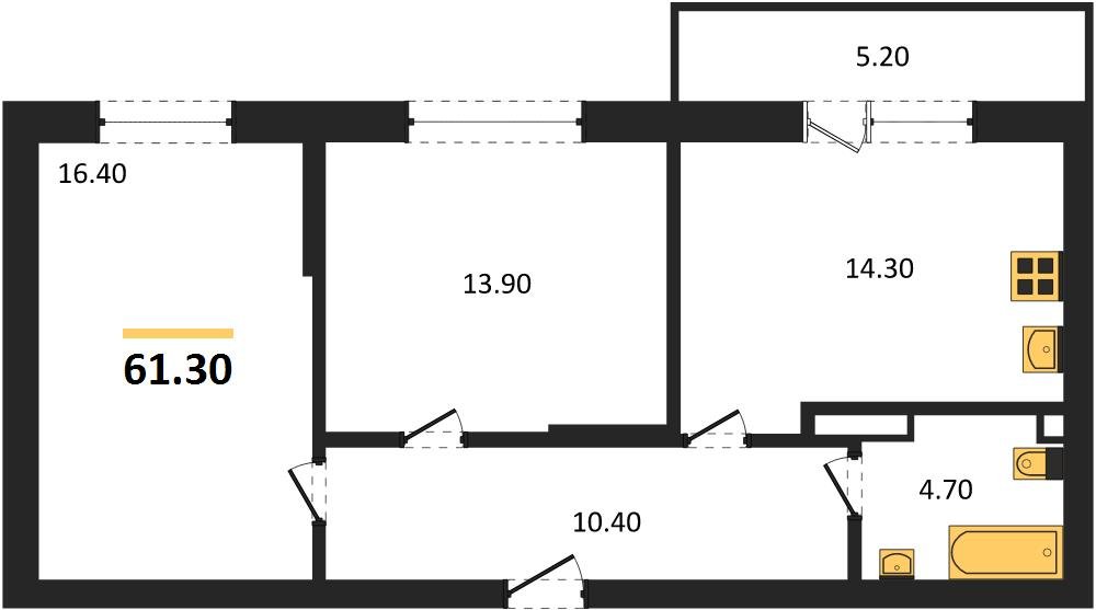 Фото №1: 2-комнатная квартира 61 м² - Берёзовый, Прикубанский внутригородской округ, Прогресс, жилой комплекс Прогресс, мкр. жилой комплекс Нова Вита, ул. имени А.Н. Лодыгина, 6лит11