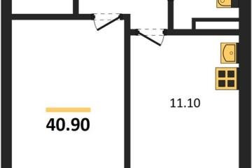 Фото №1: 1-комнатная квартира 40 м² - Берёзовый, мкр. жилой комплекс Нова Вита, ул. имени А.Н. Лодыгина, 6лит8