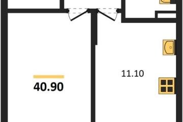 Фото №1: 1-комнатная квартира 40 м² - Берёзовый, мкр. жилой комплекс Нова Вита, ул. имени А.Н. Лодыгина, 6лит12