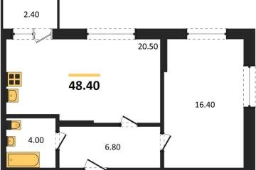 Фото №1: 1-комнатная квартира 48 м² - Берёзовый, мкр. жилой комплекс Нова Вита, ул. имени А.Н. Лодыгина, 6лит8