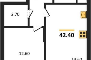 Фото №1: 1-комнатная квартира 42 м² - Берёзовый, мкр. жилой комплекс Нова Вита, ул. имени А.Н. Лодыгина, 6лит12